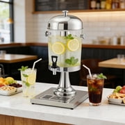 Memoryfield 2.2 Gallon Stainless Steel Beverage Dispenser with Stand, Spigot & Drip Tray, Cold Drink Dispenser for Lemonade, Juice, Parties, Weddings & Catering, Silver