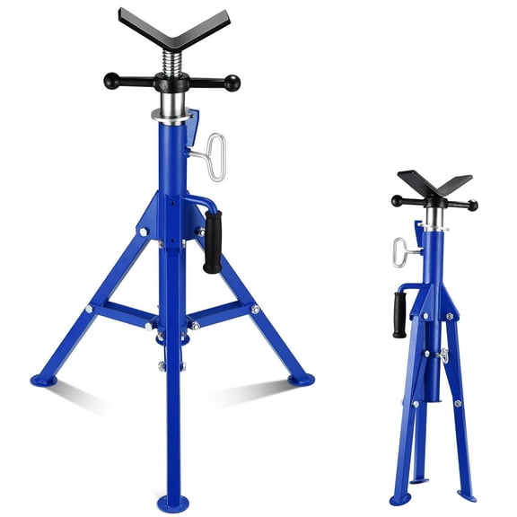 Memoryfield 2-Pack Heavy Duty Folding Pipe Jack Stands, 2500 lb Capacity, 28-52 in Adjustable Height, Fits 1/8-12 in Pipe, Blue