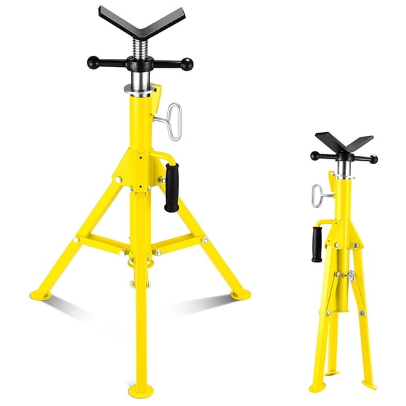 Memoryfield 2-Pack Heavy Duty Folding Pipe Jack Stands, 2500 lb Capacity, 28-52 in Adjustable Height, Fits 1/8-12 in Pipe, Yellow