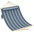 thumbnail image 1 of Memoryfield 2-Person Double Hammock w/ Hardwood Spreader Bars & Pillow, 450 lb Capacity, Blue, 1 of 7