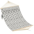 thumbnail image 1 of Memoryfield 2-Person Double Hammock w/ Hardwood Spreader Bars & Pillow, 450 lb Capacity, Light Gray, 1 of 7