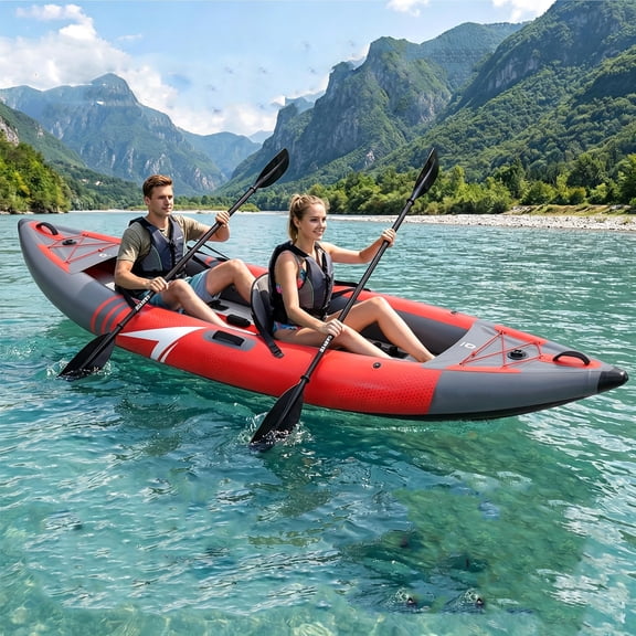 Memoryfield 2 Person Inflatable Kayak, Portable Touring Kayaks with 450 lb Weight Capacity, Red