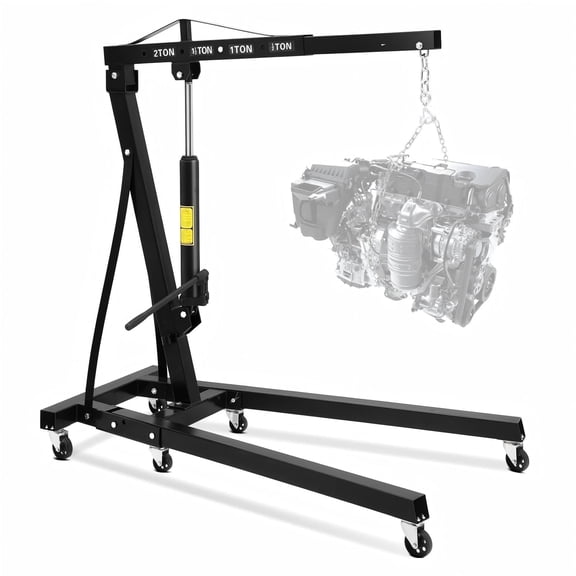 Memoryfield 2 Ton Foldable Engine Hoist Cherry Picker, Heavy-Duty Hydraulic Engine Crane Lift for Garage Workshop, Black