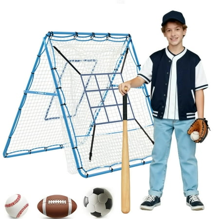 Memoryfield 2-in-1 Baseball Pitching Net & Rebounder Trainer, Practice Return Screen for Pitching, Throwing & Fielding Training