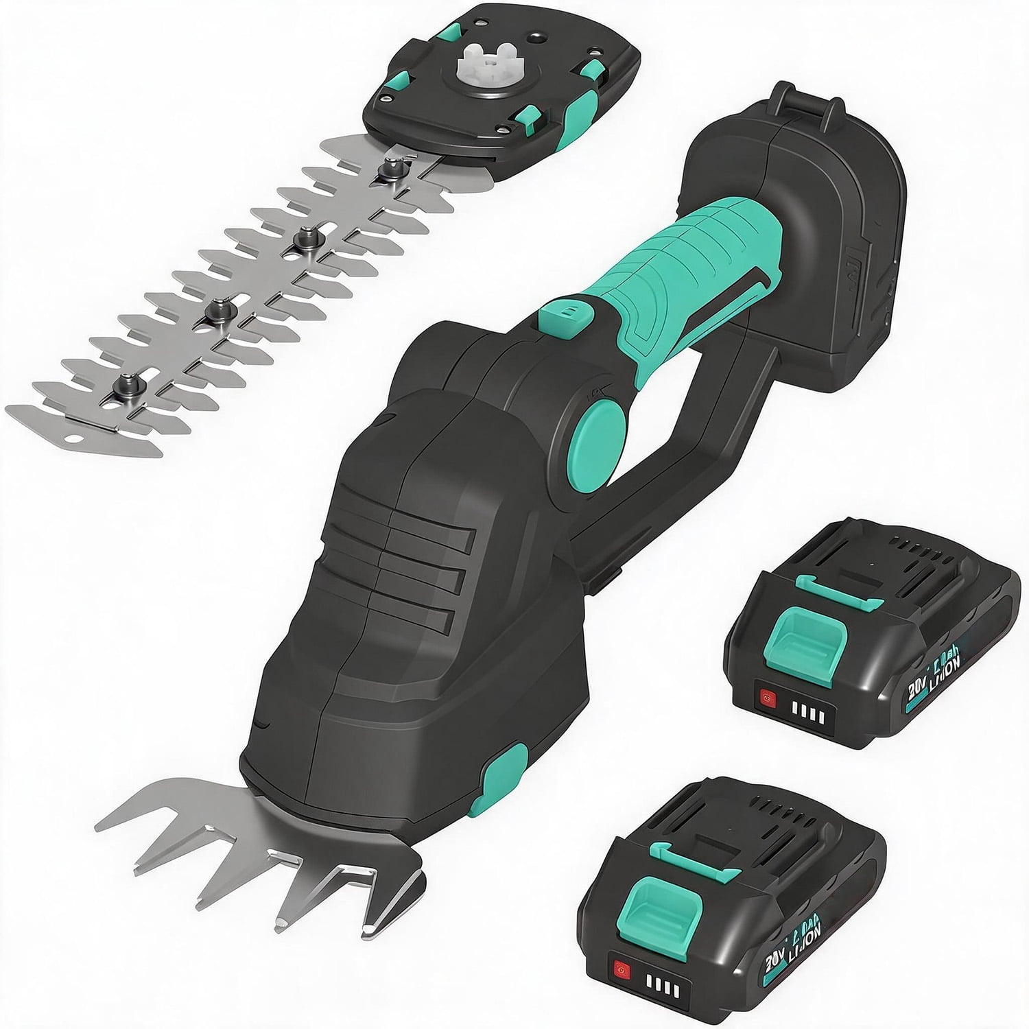 Memoryfield 2 in 1 Cordless Hedge Trimmer, with 2Pcs 20V 2.0Ah Battery and Charger, for Yards, Gardens, Lawn Care, Blue