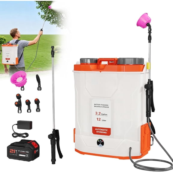 Memoryfield 3.2 Gallon Battery Powered Backpack Sprayer, Electric Back Pack Sprayer for Lawn and Yard