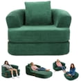 thumbnail image 1 of Memoryfield 3-in-1 Folding Sofa Bed, Memory Foam Sleeper Chair with Washable Cover, Convertible Boneless Floor Futon, Fold-Out Couch with Back Support for Living Room, Bedroom, Green, 1 of 7