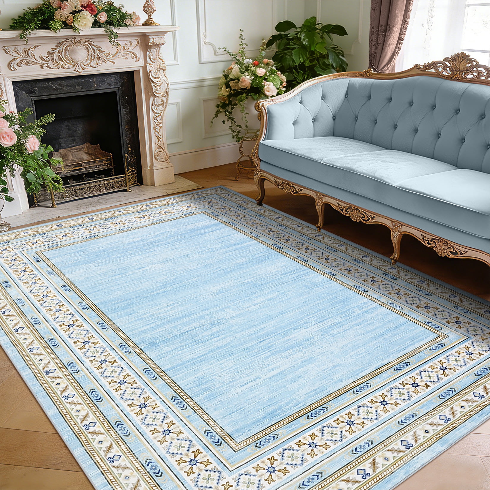 Memoryfield 4' x 6' Area Rug, Modern Bordered Washable Rugs Soft ...