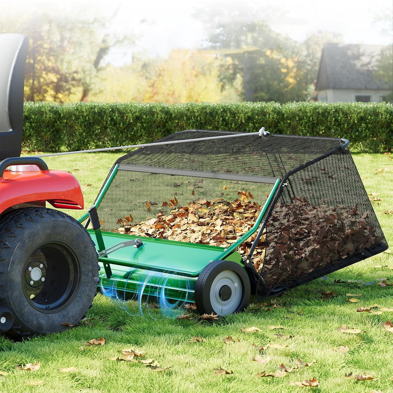 Memoryfield 42-Inch Tow-Behind Lawn Sweeper, 21 Cu. Ft Large Hopper ...
