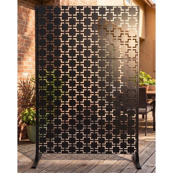 Memoryfield 48" W x 75" H Metal Privacy Screen, Outdoor Freestanding Steel Fence Panel, No-Dig Rustproof Decorative Privacy Fence for Yard, Patio, Garden, Balcony & Pool Area