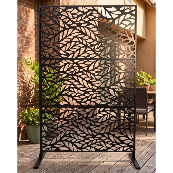 Memoryfield 48" W x 75" H Metal Privacy Screen, Outdoor Freestanding Steel Fence Panel, No-Dig Rustproof Decorative Privacy Fence for Yard, Patio, Garden, Balcony & Pool Area