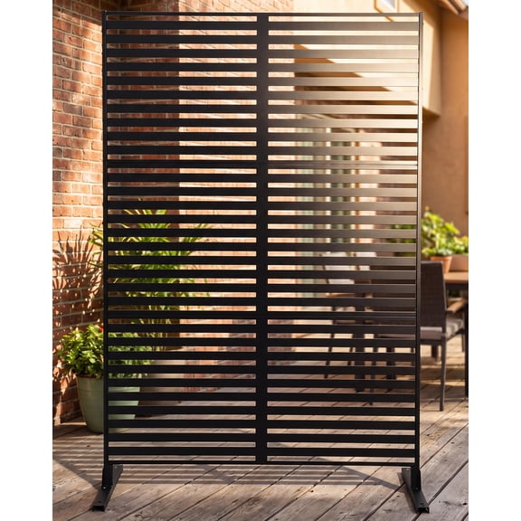 Memoryfield 48" W x 75" H Metal Privacy Screen, Outdoor Freestanding Steel Fence Panel, No-Dig Rustproof Decorative Privacy Fence for Yard, Patio, Garden, Balcony & Pool Area