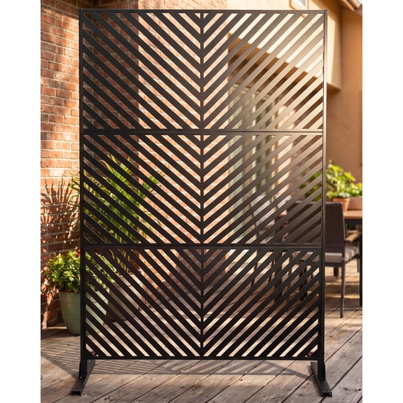 Memoryfield 48" W x 75" H Metal Privacy Screen, Outdoor Freestanding Steel Fence Panel, No-Dig Rustproof Decorative Privacy Fence for Yard, Patio, Garden, Balcony & Pool Area