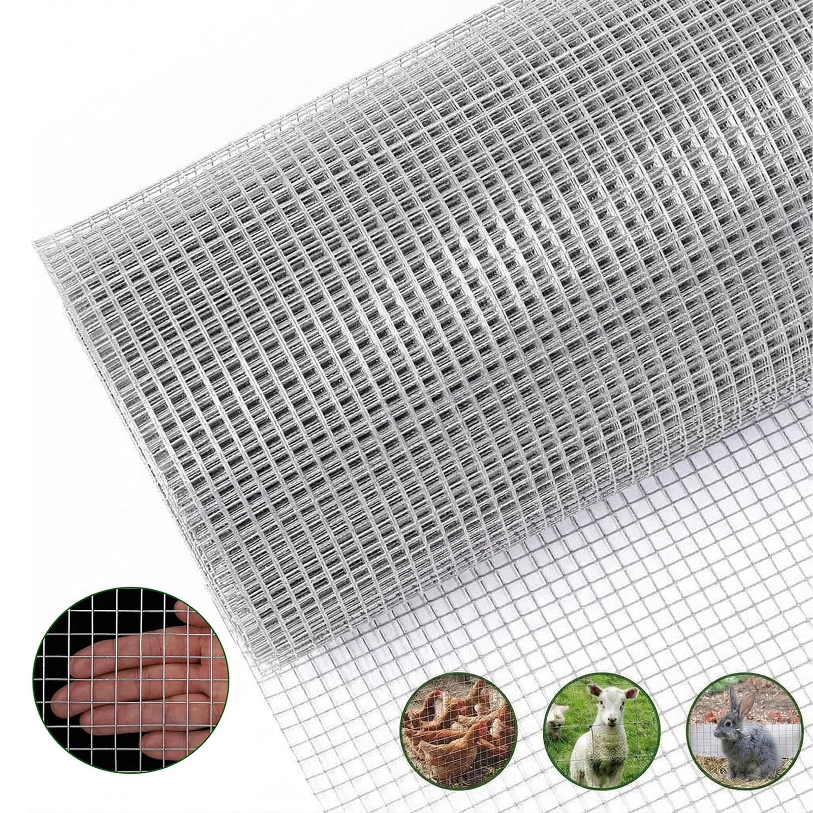 Memoryfield 48in x 100ft Wire Mesh Fence Roll, Galvanized Steel Poultry Netting with Vinyl Coating for Garden, Yard, Animal & Plant Protection, Silver