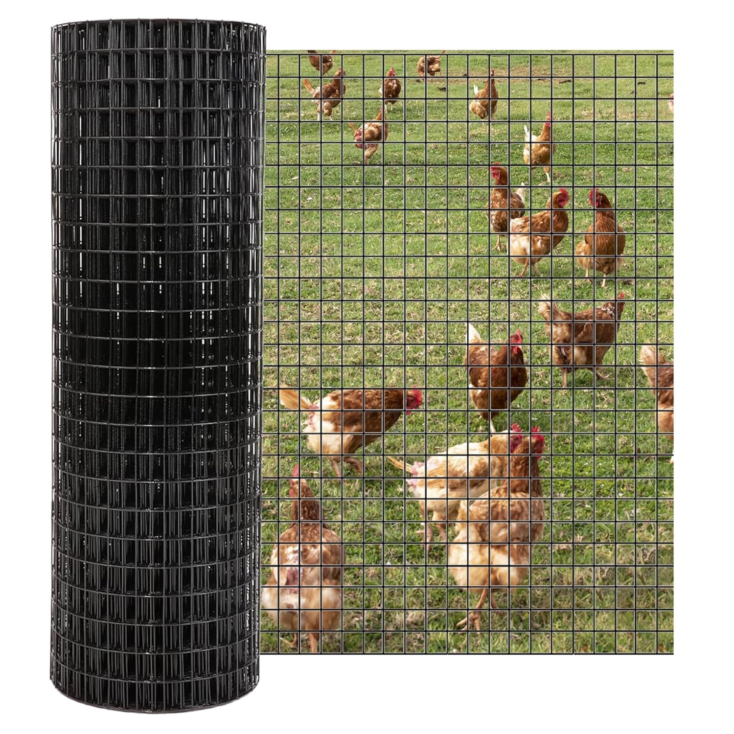 Memoryfield 48in x 50ft Hardware Cloth, 1/2 in 19 Gauge Galvanized Chicken Wire Mesh Roll for Chicken Coop, Poultry Cage, Garden & Animal Enclosures, Black