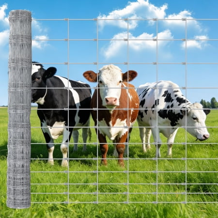 Memoryfield 5.9ft x 328ft Galvanized Cattle Fence, Heavy Duty Livestock Wire Fence for Goat, Hog, Sheep & Deer, Field Fence for Farm, Yard & Garden
