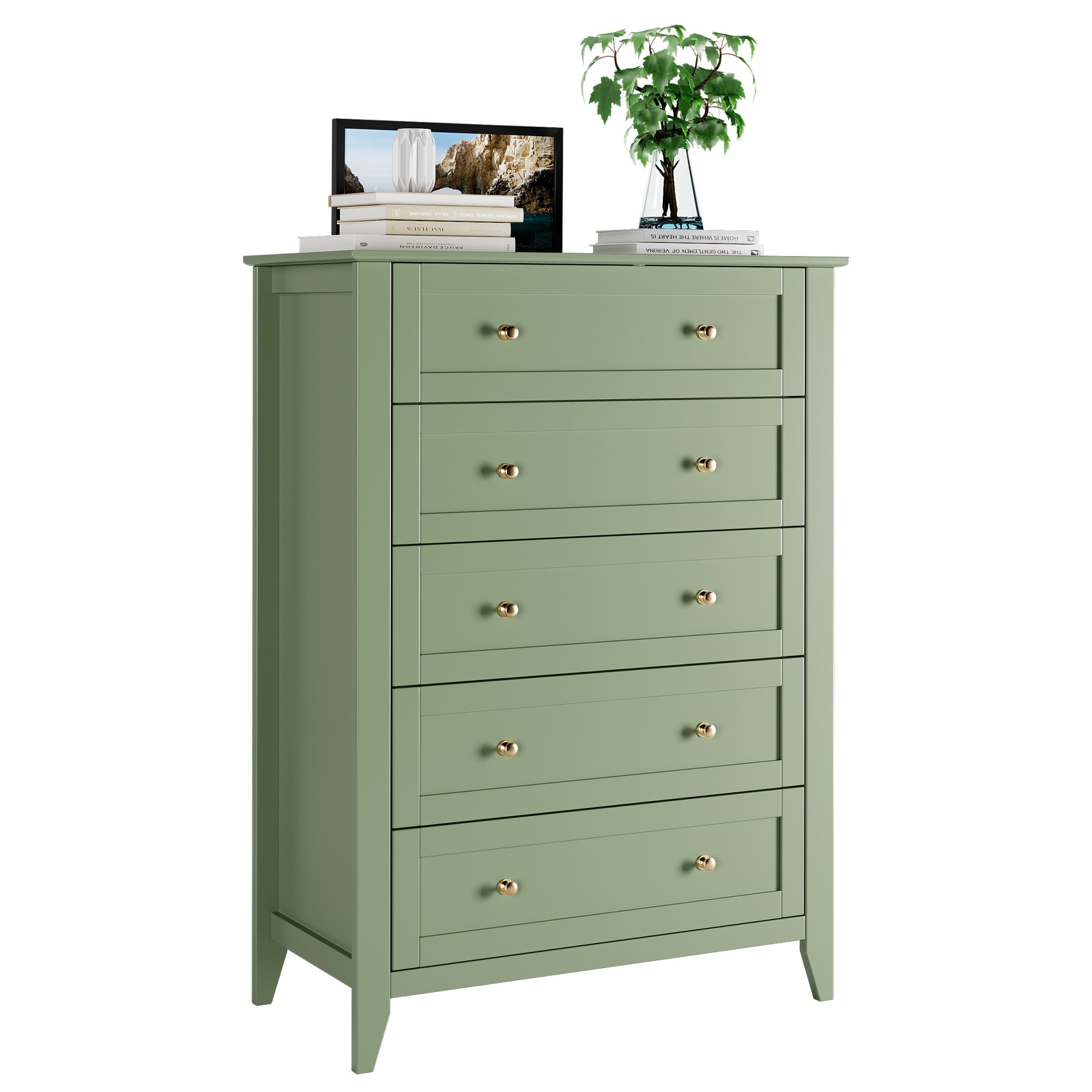 apple green dresser Memoryfield 5-Drawer Tall Dresser, Modern Wooden Chest of Drawers w/ Deep Drawers & Metal Knobs, for Bedroom, Entryway, Hallway, mother of the groom dresses