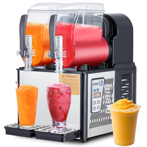 Memoryfield 8L/2 Gal Commercial Slushy Machine, Frozen Drink Margarita & Smoothie-Maker, Self-Cleaning, for Home, Cafe & Restaurant, Black