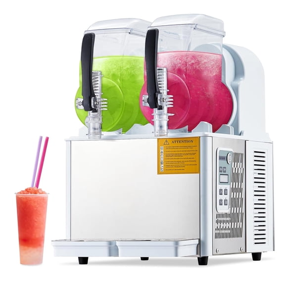 Memoryfield 8L/2 Gal Commercial Slushy Machine, Frozen Drink Margarita & Smoothie-Maker, Self-Cleaning, for Home, Cafe & Restaurant, White