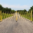 thumbnail image 1 of Memoryfield 9 ft Expandable Metal Barricade Gate, Folding Portable Safety Barrier with 6 Wheels, Security Fence for Doorways, Driveways & Crowd Control, Yellow, 1 of 10