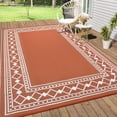 thumbnail image 1 of Memoryfield 9' x 18' Outdoor Rug Waterproof, Reversible Plastic Straw Patio Mat, Portable Rug for Deck, RV, Camping & Balcony, Terracotta & White, 1 of 9
