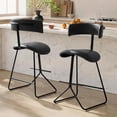 thumbnail image 1 of Memoryfield Bar Stools Set of 2, Modern Counter Height Stools with Back, Faux Leather Bar Chairs with Ergonomic Backrest & Metal Legs for Kitchen Island, Home Bar, Black, 1 of 8