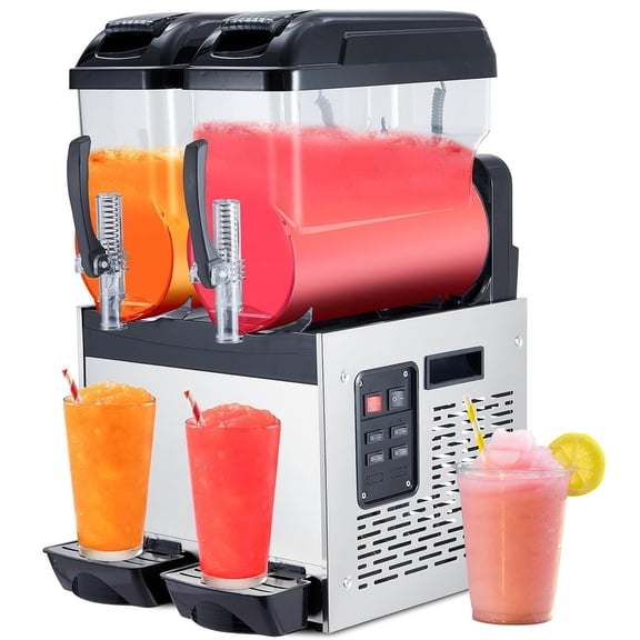 Memoryfield Commercial Slushy Machine, 12L*2 Stainless Steel Frozen Drink Maker, Self-Cleaning Margarita Slushie Machine for Coffee Shops, Restaurants & Home Use, Black