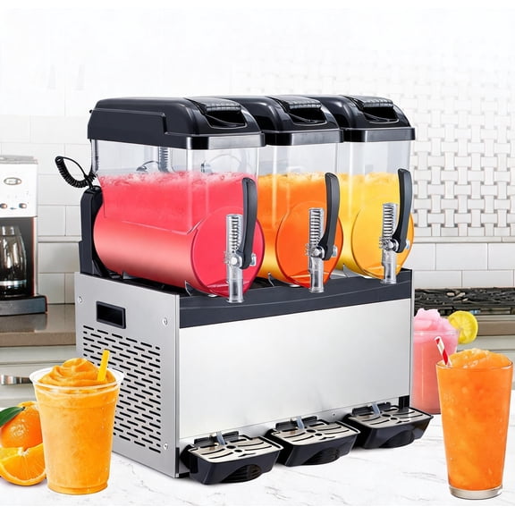 Memoryfield Commercial Slushy Machine, 12L*3 Stainless Steel Frozen Drink Maker, Self-Cleaning Margarita Slushie Machine for Coffee Shops, Restaurants & Home Use, Black