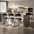 thumbnail image 1 of Memoryfield Counter Height Bar Stools Set of 4, 26" Faux Leather Bar Stools, Black Metal Frame, Modern Counter Stools for Kitchen Island, Dining Area & Home Bar, Black, 1 of 8