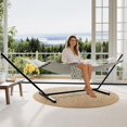 thumbnail image 1 of Memoryfield Double Hammock with Stand & Pillow, 450 lb Capacity, Balance Rope, Outdoor Patio Backyard, Gray, 1 of 8