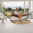 thumbnail image 1 of Memoryfield Double Hammock with Stand & Pillow, 450 lb Capacity, Balance Rope, Outdoor Patio Backyard, Yellow, 1 of 8