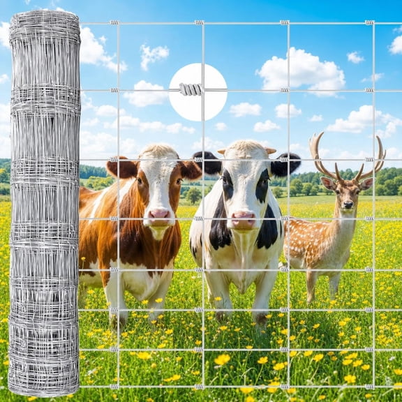 Memoryfield Farm Fence, 4ft x 164ft Galvanized Wire Fencing, Cattle Fence, Goat Fencing for Yard Garden and Field