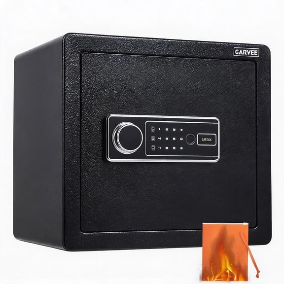 Memoryfield Fire-Resistant & Waterproof Safe Box, 1.6 Cu.Ft Steel Fingerprint Recogntion Lock Box, Black