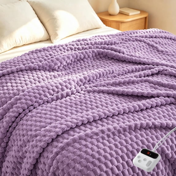 Memoryfield Full Size Electric Blanket, 72" x 84" Heated Blanket , Fast Heating, 10 Heat Settings & Auto Shut Off, Machine Washable, Purple