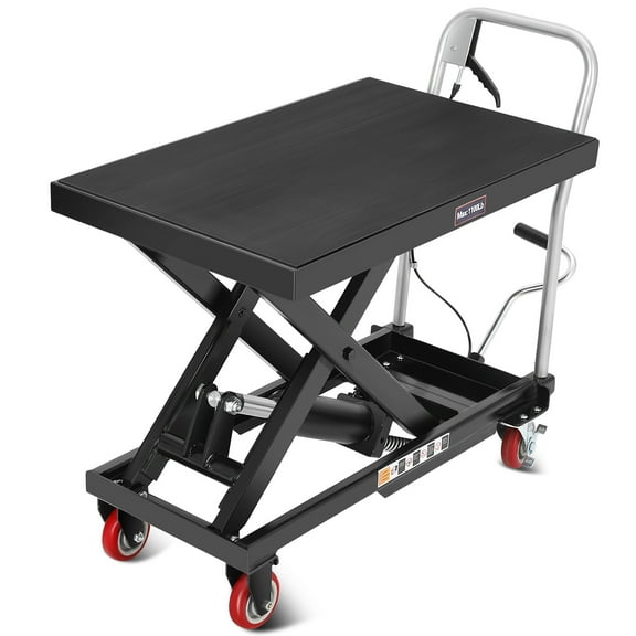 Memoryfield Hydraulic Lift Table Cart, 1100 lb Capacity Manual Scissor Lift Table, Locking Wheels & Non-Slip Platform, Heavy Duty Material Handling Cart, Black