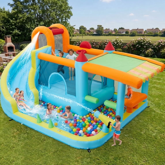 Memoryfield Kids Inflatable Bounce House 12-in-1 Bouncer Playset with Slide & 350W Blower, Indoor Outdoor Jump Castle for Backyard