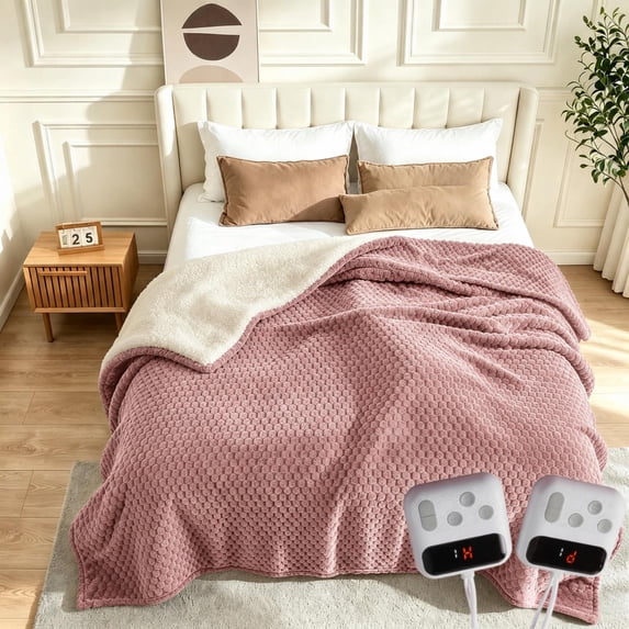 Memoryfield King Size Electric Blanket, 90" x 100" Heated Blanket , Fast Heating, 10 Heat Settings & Auto Shut Off, Machine Washable, Pink