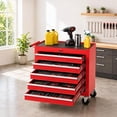 thumbnail image 1 of Memoryfield Metal Rolling Tool Chest with 5 Drawers, Portable Tool Storage Cabinet with Lock & Hooks, Tool Cart Organizer for Garage Workshop, Red, 1 of 8