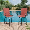 thumbnail image 1 of Memoryfield Outdoor Swivel Bar Stools Set of 2, Bar Height Patio Chairs with High Back & Armrests, Textilene Fabric Bar Stools for Patio, Deck, Backyard & Garden, Red, 1 of 8