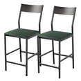 thumbnail image 1 of Memoryfield PU Leather Bar Stools Bar Stools Set of 2, Modern Iron Counter Height Chairs, 300 lb Capacity, Kitchen Island & Home Bar, Green, 1 of 9