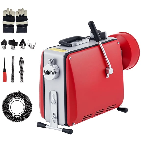 Memoryfield Portable Drain Cleaner Machine, Electric Drain Drill with Dual Cables (66FT x 5/8" & 16FT x 3/8"), Sewer Snake Auger with 6 Cutters, for 1–4 Inch Pipes