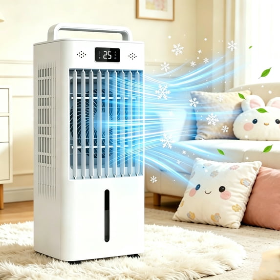Memoryfield Portable Evaporative Air Cooler with 2.6 Gal Water Tank, 3 Modes & 6 Speeds Cooling Fan, 12H Timer, White