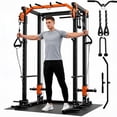 thumbnail image 1 of Memoryfield Power Cage with Cable Crossover System, 2000 lbs Capacity Power Rack with LAT Pulldown, Multi-Function Workout Cage with Pulley System for Strength Training, Orange, 1 of 7