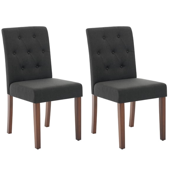 Memoryfield Set of 2 Upholstered Dining Chairs, Tufted Back Fabric Kitchen & Dining Room Side Chairs, Padded Seat Accent Chairs, Black