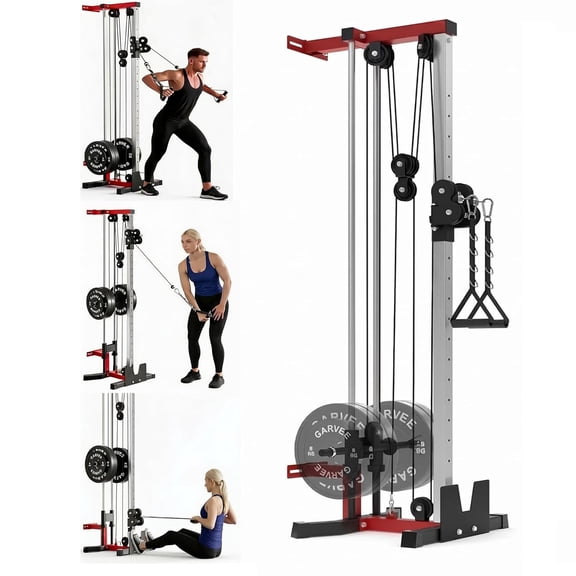 Memoryfield Wall Mount Cable Machine Dual Pulley Cable Crossover, 19 Positions, 400 lb Capacity, Home Gym Strength Training