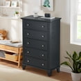 thumbnail image 1 of Memoryfield Wood 5-Drawer Tall Dresser, 48 in Chest of Drawers with Metal Handles, Storage for Bedroom, Living Room, Black, 1 of 7