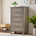 thumbnail image 1 of Memoryfield Wood 5-Drawer Tall Dresser, 48 in Chest of Drawers with Metal Handles, Storage for Bedroom, Living Room, Gray, 1 of 9