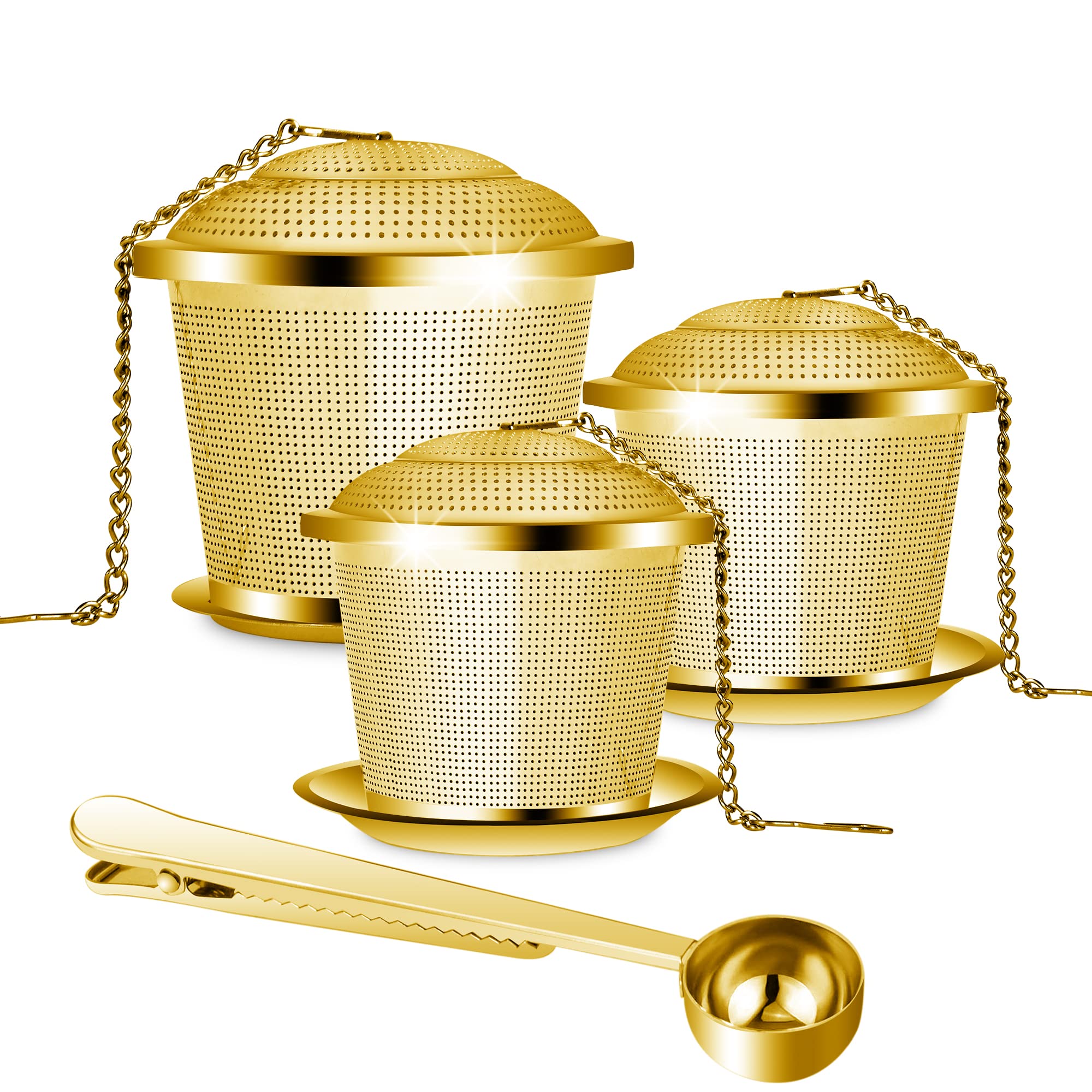 Memotoo 3 Pcs Loose Leaf Tea Infuser Set (2 Medium 1 Large), Reusable Stainless Steel Tea Balls