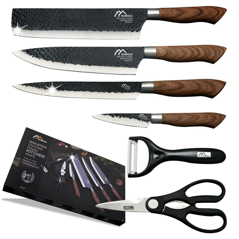 6PCS Kitchen Knife Set Stainless Steel Chef Knives Cleaver Scissor Peeler  Kit