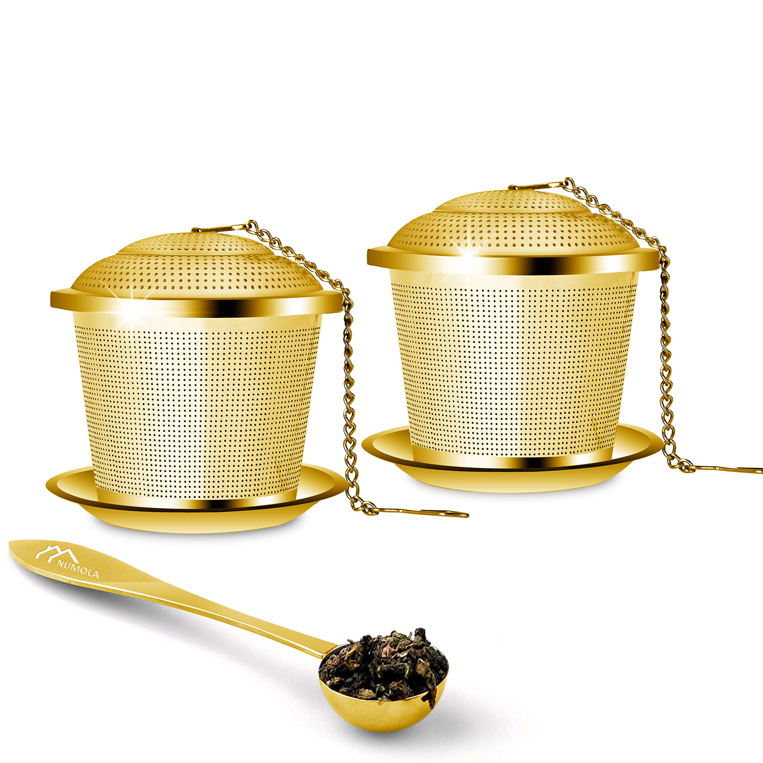 MemotooGold Loose Leaf Tea Infuser Set, Reusable Stainless Steel Tea